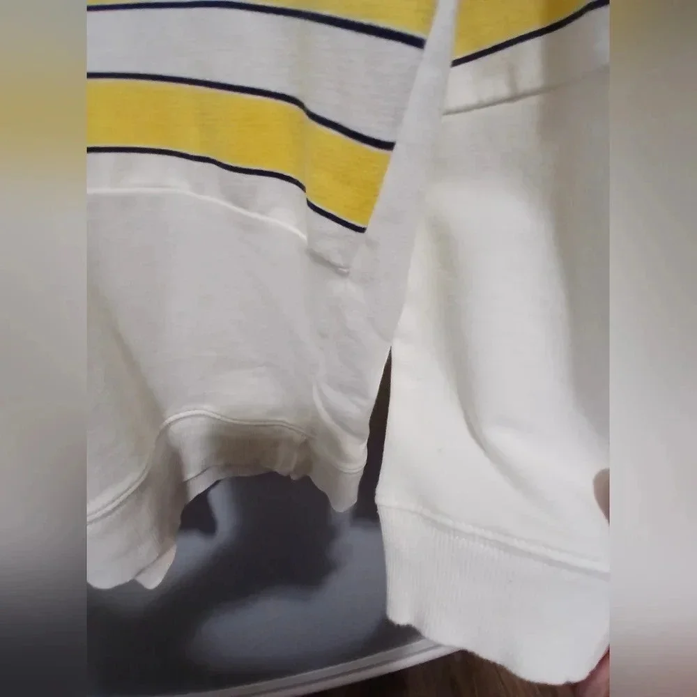 St. Johns Bay womens classic long sleeve shirt white w/blue yellow … - Picture 5 of 5